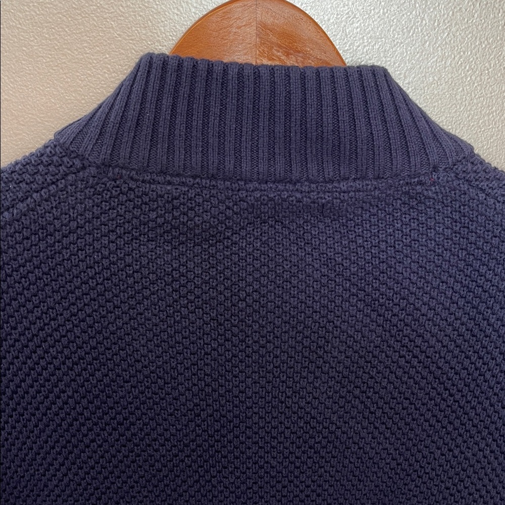 XL- IZOD Navy Textured V-Neck Button Pullover Sweater - Picture 6 of 9
